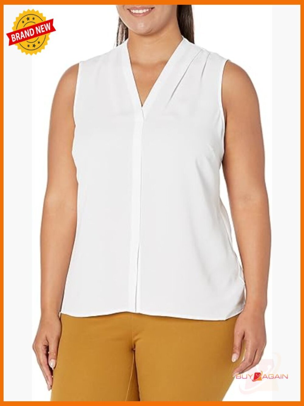 Sleeveless V-Neck Tank Top with Ruching, Lightweight Polyester, Standard Fit